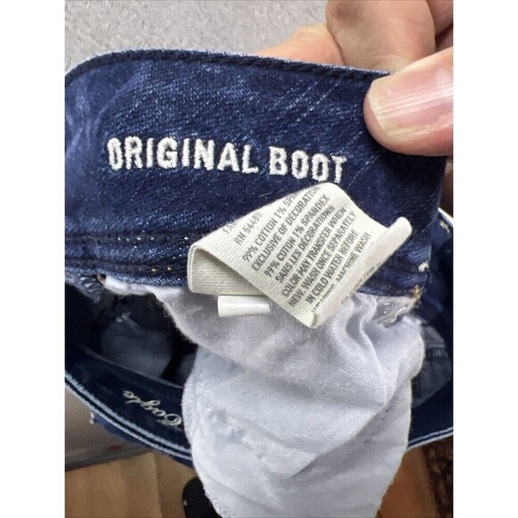 American Eagle Jeans Womens 2 Short Original Boot Stretch Blue Denim Dark Wash - Picture 7 of 8